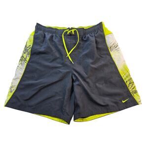Nike xl swim trunks mesh brief lined black neon with pockets 90s y2k hybrid mens